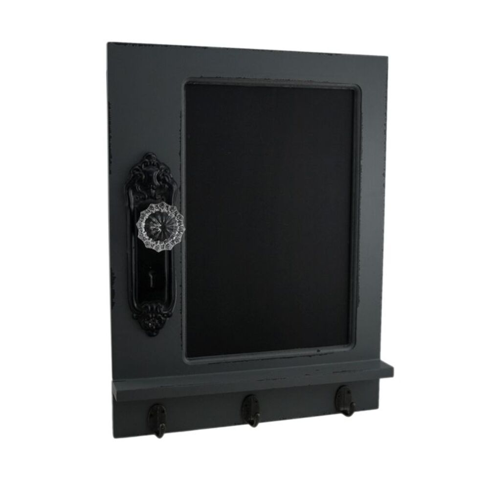 17"x13" Door Chalk Board w/3 Hooks GREY